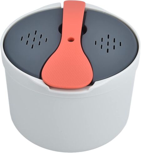 Microwave Rice Cooker Set, 2L Rice Spoon Lid Strainer Steaming Pot Rice Cooke For Home Office(Orange) in Saudi Arabia
