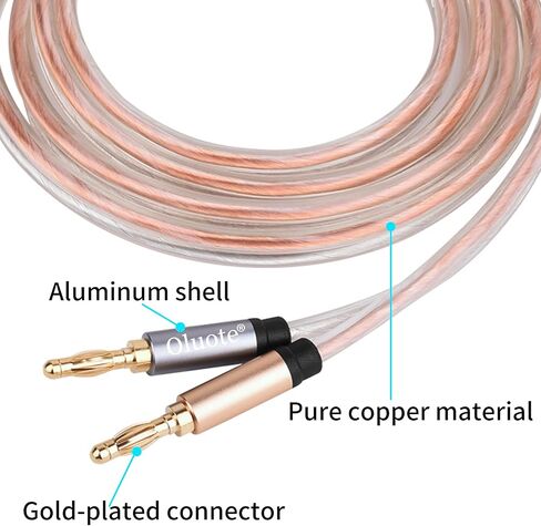 Speaker Banana Cable, Speaker Wire with Dual Gold Plated Plug Tips, Transparent PVC Oxygen-Free Copper Construction (65.6ft) in Saudi Arabia