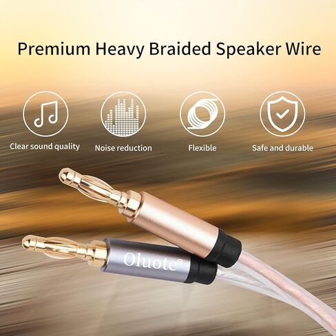 Speaker Banana Cable, Speaker Wire with Dual Gold Plated Plug Tips, Transparent PVC Oxygen-Free Copper Construction (65.6ft) in Saudi Arabia