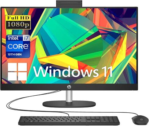 كمبيوتر HP الأحدث 27 الكل في واحد، شاشة 27 بوصة FHD، Intel Core i7-1355U، ذاكرة وصول عشوائي 64 جيجابايت، 4 تيرابايت PCIe SSD، كاميرا تعمل بالأشعة تحت الحمراء، لوحة مفاتيح وماوس سلكي، HDMI، RJ-45، Wi-Fi 6، بلوتوث، Windows 11 Home ، أسود in Saudi Arabia