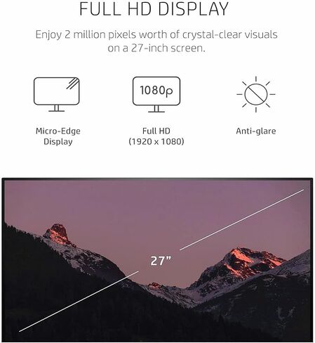 كمبيوتر HP الأحدث 27 الكل في واحد، شاشة 27 بوصة FHD، Intel Core i7-1355U، ذاكرة وصول عشوائي 64 جيجابايت، 4 تيرابايت PCIe SSD، كاميرا تعمل بالأشعة تحت الحمراء، لوحة مفاتيح وماوس سلكي، HDMI، RJ-45، Wi-Fi 6، بلوتوث، Windows 11 Home ، أسود in Saudi Arabia