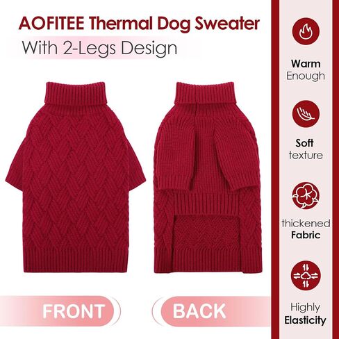 AOFITEE Dog Sweater, Dog Sweaters for Medium Dogs Girl, Warm Dog Christmas Sweater, Winter Medium Dog Sweaters Female Male, Classic Turtleneck Dog Knitwear for French Bulldog, Boston Terrier (Green M) in Saudi Arabia