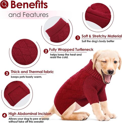 AOFITEE Dog Sweater, Dog Sweaters for Medium Dogs Girl, Warm Dog Christmas Sweater, Winter Medium Dog Sweaters Female Male, Classic Turtleneck Dog Knitwear for French Bulldog, Boston Terrier (Green M) in Saudi Arabia