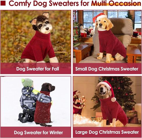 AOFITEE Dog Sweater, Dog Sweaters for Medium Dogs Girl, Warm Dog Christmas Sweater, Winter Medium Dog Sweaters Female Male, Classic Turtleneck Dog Knitwear for French Bulldog, Boston Terrier (Green M) in Saudi Arabia
