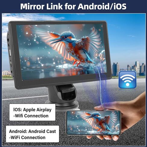 UNITOPSCI 7 بوصة محمولة تعمل باللمس راديو ستيريو للسيارة مع Apple CarPlay اللاسلكي Android Auto Mirror Link بلوتوث التحكم الصوتي Siri CarPlay شاشة صوت السيارة USB/AUX/TF مدخل FM لجميع المركبات in Saudi Arabia