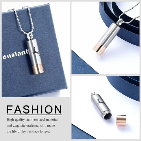 constantlife Cremation Jewelry for Ashes Engraved Deer Pattern Memorial Urn Necklace Stainless Steel Pendant Souvenir in Saudi Arabia