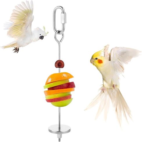 Bird Skewer, Bird Food Holder Bird Cage Food Holder Hanging Food Bird Skewer Stainless Steel Parrot Hanging Vegetable Fruit Feeder Parrot Foraging Toy for Parrots Cockatoo Cockatiel(23 cm) in Saudi Arabia