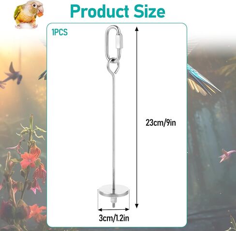 Bird Skewer, Bird Food Holder Bird Cage Food Holder Hanging Food Bird Skewer Stainless Steel Parrot Hanging Vegetable Fruit Feeder Parrot Foraging Toy for Parrots Cockatoo Cockatiel(23 cm) in Saudi Arabia