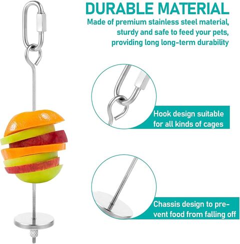 Bird Skewer, Bird Food Holder Bird Cage Food Holder Hanging Food Bird Skewer Stainless Steel Parrot Hanging Vegetable Fruit Feeder Parrot Foraging Toy for Parrots Cockatoo Cockatiel(23 cm) in Saudi Arabia