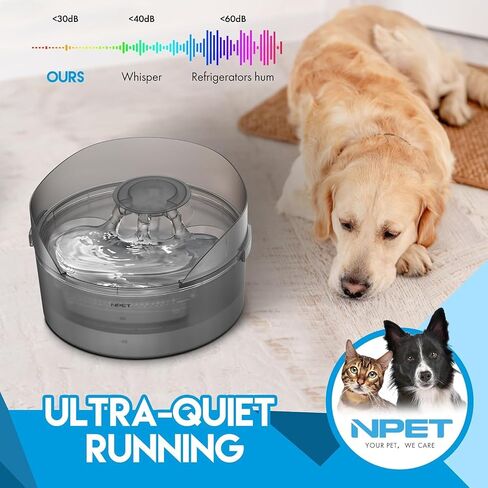 NPET Dog Water Fountain with Splash Guard,169oz/5L Ultra Quiet Automatic Pet Drinking Fountain Triple Filtration Water Bowl for Large Dogs in Saudi Arabia