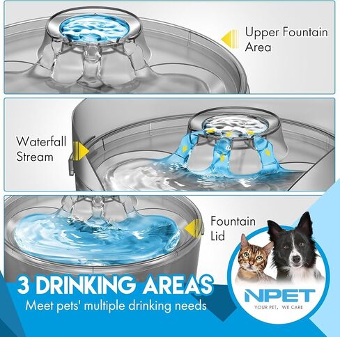 NPET Dog Water Fountain with Splash Guard,169oz/5L Ultra Quiet Automatic Pet Drinking Fountain Triple Filtration Water Bowl for Large Dogs in Saudi Arabia