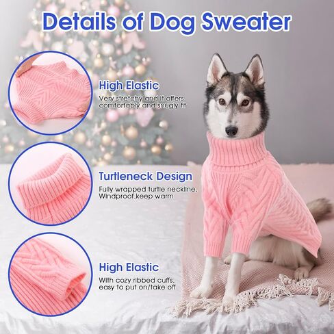ASENKU Extra-Large Dog Sweater, Dog Sweaters for Extra Large Dogs, Pet Sweatshirt Apparel Turtleneck Pullover Winter for Doberman, Great Dane (Coffee, 3XL) in Saudi Arabia