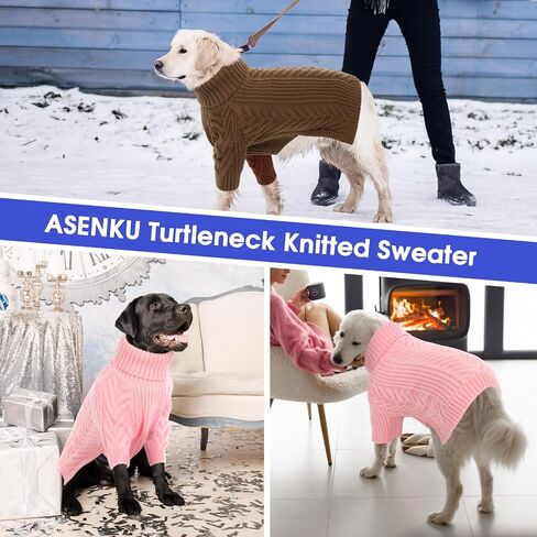 ASENKU Extra-Large Dog Sweater, Dog Sweaters for Extra Large Dogs, Pet Sweatshirt Apparel Turtleneck Pullover Winter for Doberman, Great Dane (Coffee, 3XL) in Saudi Arabia