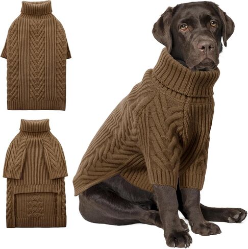 ASENKU Extra-Large Dog Sweater, Dog Sweaters for Extra Large Dogs, Pet Sweatshirt Apparel Turtleneck Pullover Winter for Doberman, Great Dane (Coffee, 3XL) in Saudi Arabia