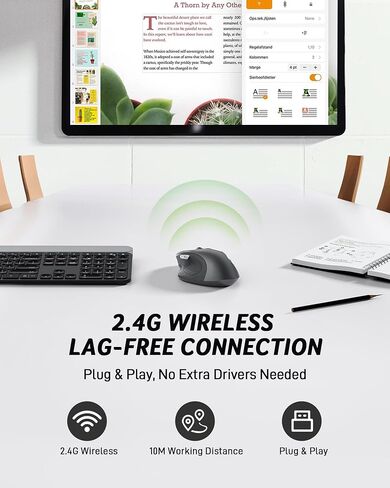 acer Wireless Mouse for Laptop, 3 Adjustable DPI Computer Mouse with 2.4GHz with USB Mini Receiver, 6 Buttons, 1600 DPI Ergonomic Mouse, Compatible with MacBook Pro/Air, PC, Desktop in Saudi Arabia