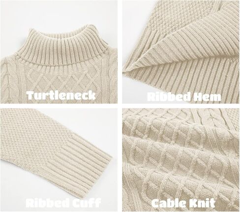 Angeun Mens Turtleneck Sweater Pullover Twisted Pattern Casual Loose Fit Thick Winter Long Sleeve Cable Knit Sweaters in Kuwait