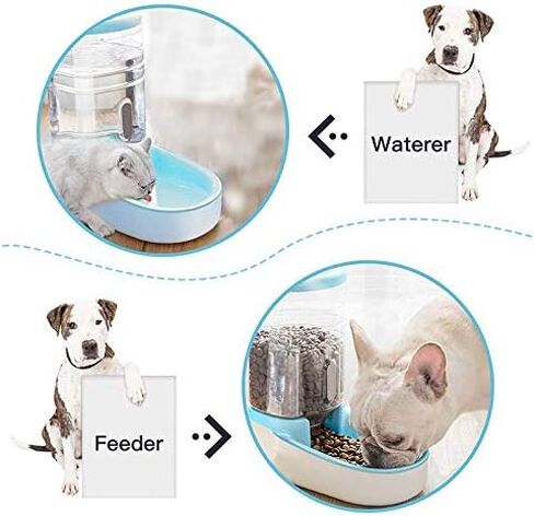 Automatic Pets Food Feeding Bowl with Storage Container, Self Dispensing Pet Feeding and Waterer, Small & Big Dogs and Cats Puppy Rabbit Food and Water Feeder (Grey, Food Feeder) in Saudi Arabia