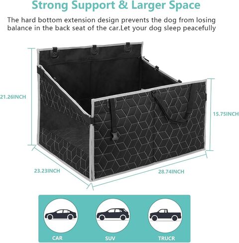 Dog Car Seat for Medium/Large Sized Dog,Back Seat Extender for Dogs,Waterproof Dog Booster Car Seat for Dog,Dog Travel Car Bed with Storage Pockets,Hard Bottom Large Dog Car Seat for SUV Truck in Saudi Arabia