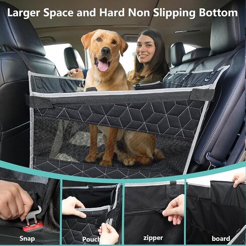 Dog Car Seat for Medium/Large Sized Dog,Back Seat Extender for Dogs,Waterproof Dog Booster Car Seat for Dog,Dog Travel Car Bed with Storage Pockets,Hard Bottom Large Dog Car Seat for SUV Truck in Saudi Arabia
