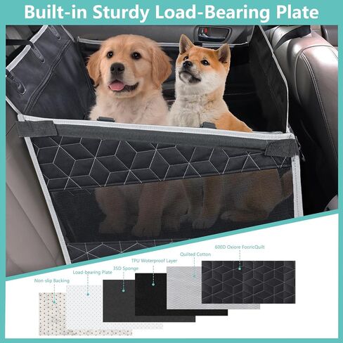Dog Car Seat for Medium/Large Sized Dog,Back Seat Extender for Dogs,Waterproof Dog Booster Car Seat for Dog,Dog Travel Car Bed with Storage Pockets,Hard Bottom Large Dog Car Seat for SUV Truck in Saudi Arabia