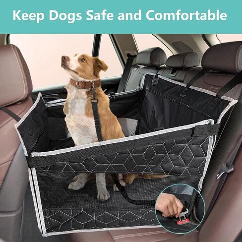 Dog Car Seat for Medium/Large Sized Dog,Back Seat Extender for Dogs,Waterproof Dog Booster Car Seat for Dog,Dog Travel Car Bed with Storage Pockets,Hard Bottom Large Dog Car Seat for SUV Truck in Saudi Arabia