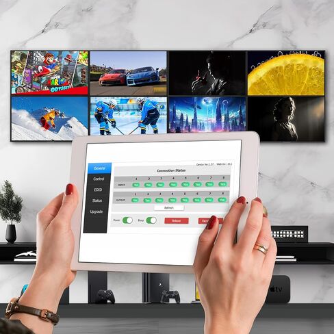8x8 HD Matrix SWITCHER Extender with 8 PoC Receivers (CAT5e.6) HDMI HDCP2.2 HDTV Routing Selector SPDIF Audio Control 4 Savant Home Automation (Matrix+8RX-230ft) in Saudi Arabia