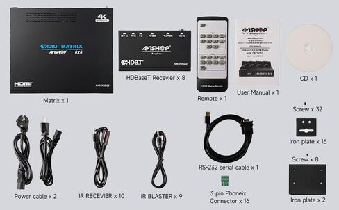 8x8 HD Matrix SWITCHER Extender with 8 PoC Receivers (CAT5e.6) HDMI HDCP2.2 HDTV Routing Selector SPDIF Audio Control 4 Savant Home Automation (Matrix+8RX-230ft) in Saudi Arabia