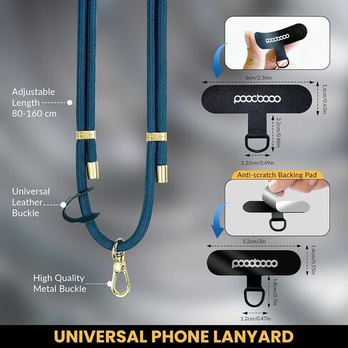 Phone Lanyard Crossbody - 6mm Thick Cell Phone Lanyard | Anti-Theft Cell Phone Strap Crossbody | Lanyard for iPhone, Samsung & More | For Traveling, Hiking, Daily Use - Black in Saudi Arabia