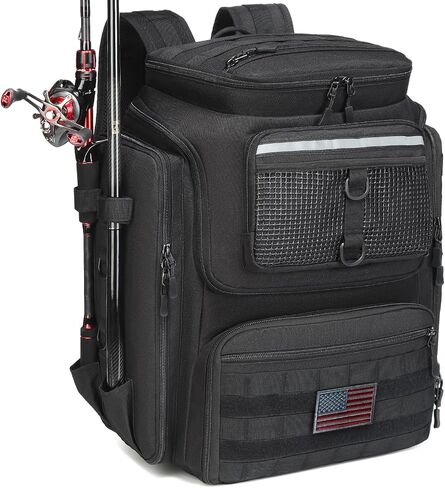 HAMBOLY Fishing Backpack with Rod Holders, 40L Tackle Box Backpack for Fishing Gear, Waterproof Fishing Tackle Bag for Men in Kuwait