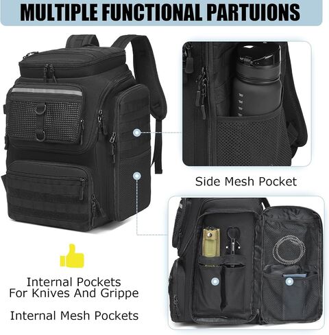 HAMBOLY Fishing Backpack with Rod Holders, 40L Tackle Box Backpack for Fishing Gear, Waterproof Fishing Tackle Bag for Men in Kuwait