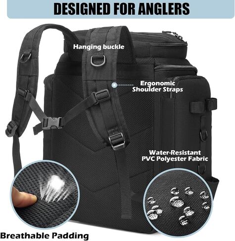 HAMBOLY Fishing Backpack with Rod Holders, 40L Tackle Box Backpack for Fishing Gear, Waterproof Fishing Tackle Bag for Men in Kuwait