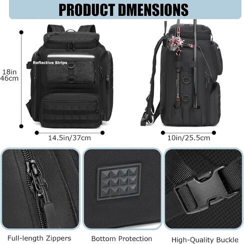HAMBOLY Fishing Backpack with Rod Holders, 40L Tackle Box Backpack for Fishing Gear, Waterproof Fishing Tackle Bag for Men in Kuwait