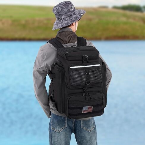 HAMBOLY Fishing Backpack with Rod Holders, 40L Tackle Box Backpack for Fishing Gear, Waterproof Fishing Tackle Bag for Men in Kuwait