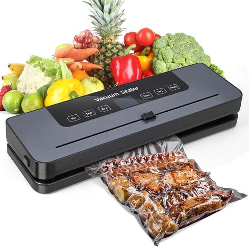 Food Saver Vacuum Sealer + 30 Sealer Bags 8" x 12"+Vacuum hose, Vacuum Sealer for Food Storage built-in bag cutter Can Vacuum Dry, Wet, Crunchy and Soft Foods Vacuums Bags, Jars and Lids in Saudi Arabia
