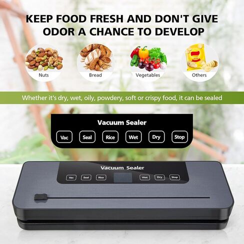Food Saver Vacuum Sealer + 30 Sealer Bags 8" x 12"+Vacuum hose, Vacuum Sealer for Food Storage built-in bag cutter Can Vacuum Dry, Wet, Crunchy and Soft Foods Vacuums Bags, Jars and Lids in Saudi Arabia