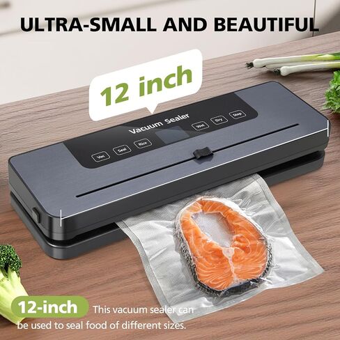 Food Saver Vacuum Sealer + 30 Sealer Bags 8" x 12"+Vacuum hose, Vacuum Sealer for Food Storage built-in bag cutter Can Vacuum Dry, Wet, Crunchy and Soft Foods Vacuums Bags, Jars and Lids in Saudi Arabia
