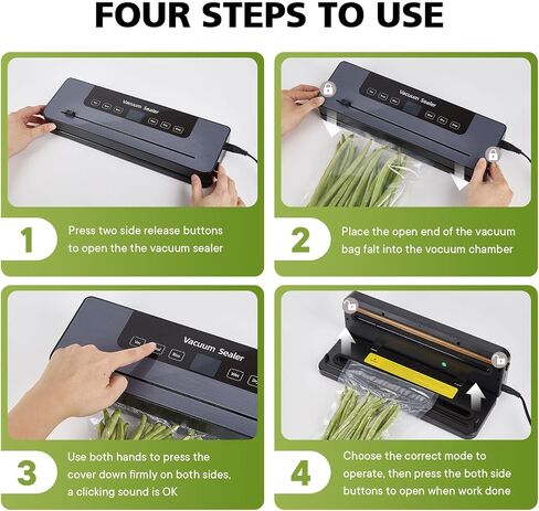 Food Saver Vacuum Sealer + 30 Sealer Bags 8" x 12"+Vacuum hose, Vacuum Sealer for Food Storage built-in bag cutter Can Vacuum Dry, Wet, Crunchy and Soft Foods Vacuums Bags, Jars and Lids in Saudi Arabia