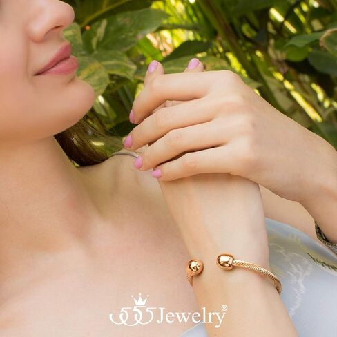 555Jewelry سوار سلكي ملتوي مرن مفتوح الكفة للرجال والنساء in Kuwait