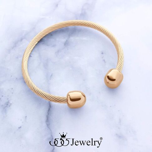 555Jewelry سوار سلكي ملتوي مرن مفتوح الكفة للرجال والنساء in Kuwait
