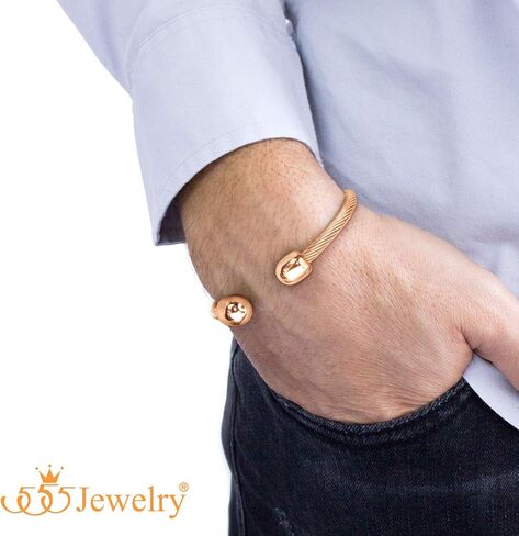 555Jewelry سوار سلكي ملتوي مرن مفتوح الكفة للرجال والنساء in Kuwait