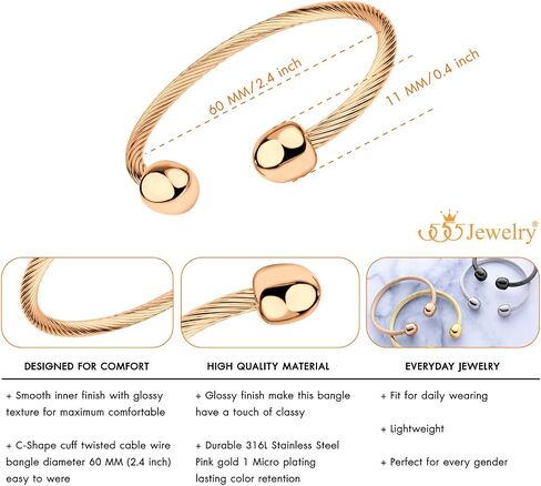 555Jewelry سوار سلكي ملتوي مرن مفتوح الكفة للرجال والنساء in Kuwait