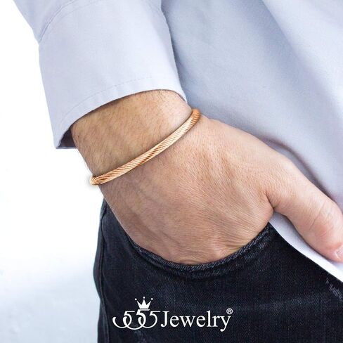 555Jewelry سوار سلكي ملتوي مرن مفتوح الكفة للرجال والنساء in Kuwait