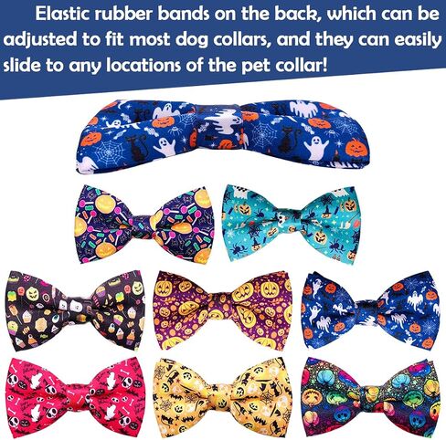 PET SHOW 10 Pack Mardi Gras Small Dog Bow Ties Sliding Collar Attachment Puppies Cats Pet Bowties for Holiday Party Bowknots Collar Charms Grooming Accessories in Saudi Arabia