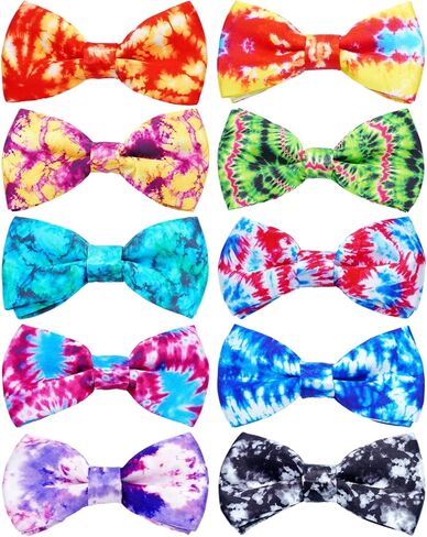 PET SHOW 10 Pack Mardi Gras Small Dog Bow Ties Sliding Collar Attachment Puppies Cats Pet Bowties for Holiday Party Bowknots Collar Charms Grooming Accessories in Kuwait