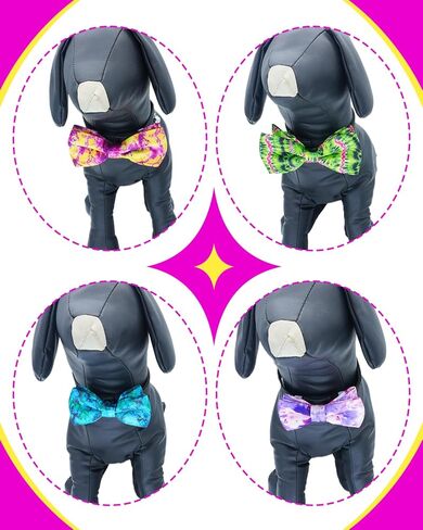 PET SHOW 10 Pack Mardi Gras Small Dog Bow Ties Sliding Collar Attachment Puppies Cats Pet Bowties for Holiday Party Bowknots Collar Charms Grooming Accessories in Kuwait