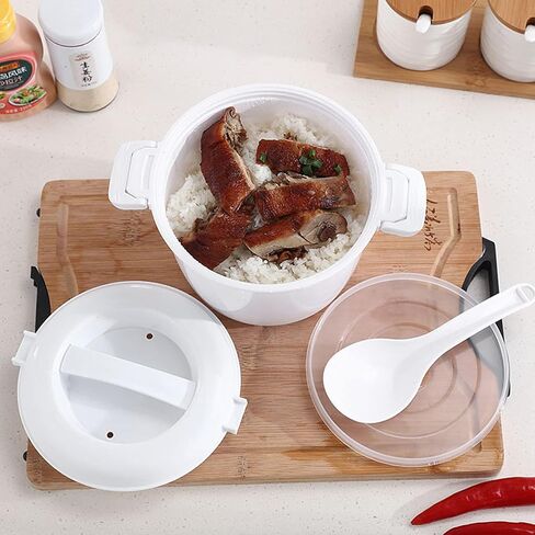 جهاز طهي الأرز في الميكروويف: قطعتان من حاوية الطعام المستديرة في الميكروويف، جهاز طهي المعكرونة الأرز في الميكروويف، جهاز طهي الأرز في الميكروويف لمكرونة دجاج الأرز in Kuwait