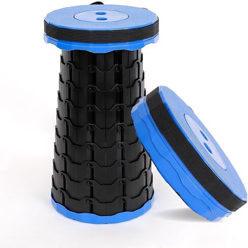 Camping Collapsible Stool | Outdoor Sitting Fishing Telescopic Foldable Travel Seat for Adults | Lightweight Small Portable Stool Holds 400 lbs | Blue in Saudi Arabia