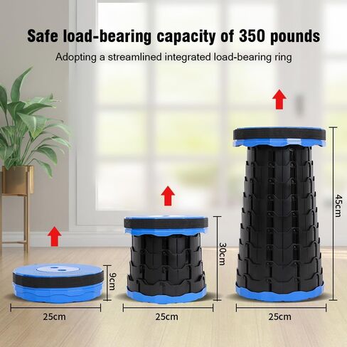 Camping Collapsible Stool | Outdoor Sitting Fishing Telescopic Foldable Travel Seat for Adults | Lightweight Small Portable Stool Holds 400 lbs | Blue in Saudi Arabia