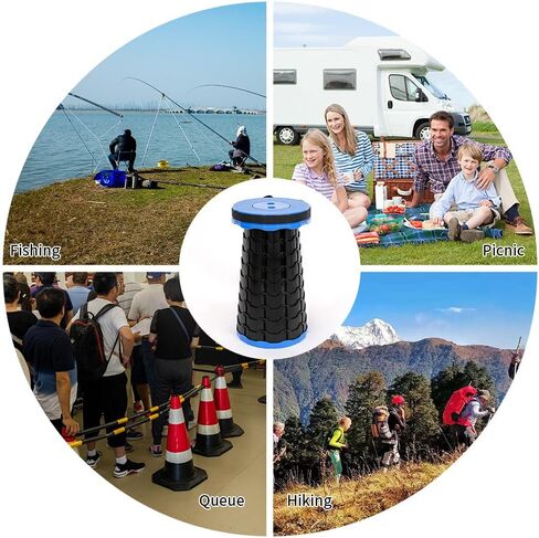 Camping Collapsible Stool | Outdoor Sitting Fishing Telescopic Foldable Travel Seat for Adults | Lightweight Small Portable Stool Holds 400 lbs | Blue in Saudi Arabia