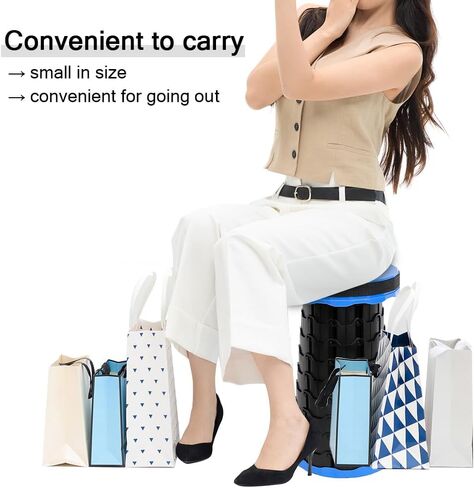 Camping Collapsible Stool | Outdoor Sitting Fishing Telescopic Foldable Travel Seat for Adults | Lightweight Small Portable Stool Holds 400 lbs | Blue in Saudi Arabia